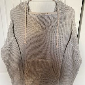 Knitted gray and white hoodie